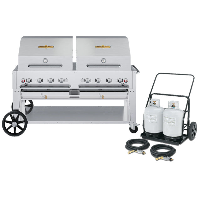 Crown Verity 60" Mobile Grill & Propane Cart - 2x Dome Package