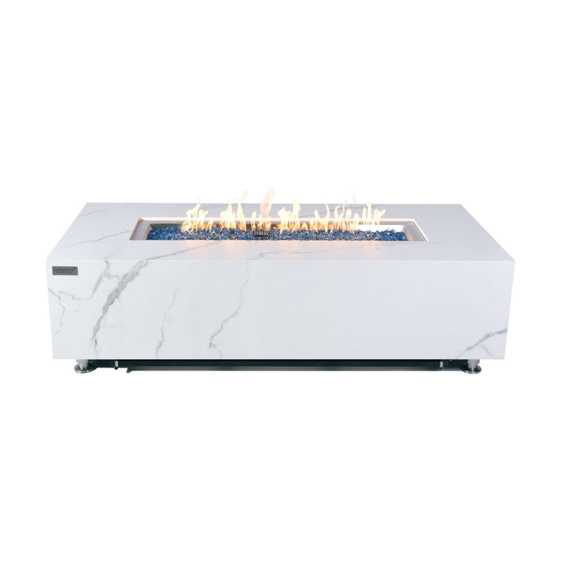 Elementi PLUS Carrara Marble Porcelain Fire Table - White